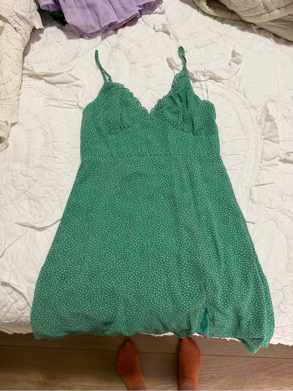 Sundae Muse Green Polka Dot Slip Dress -